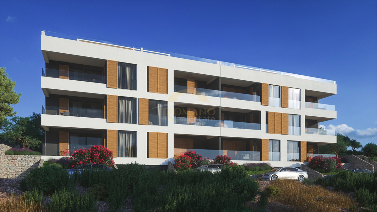 Dvosobno stanovanje z razgledom na morje na Čiovu, območje Salduna blizu kampa Rožac - 64 m2